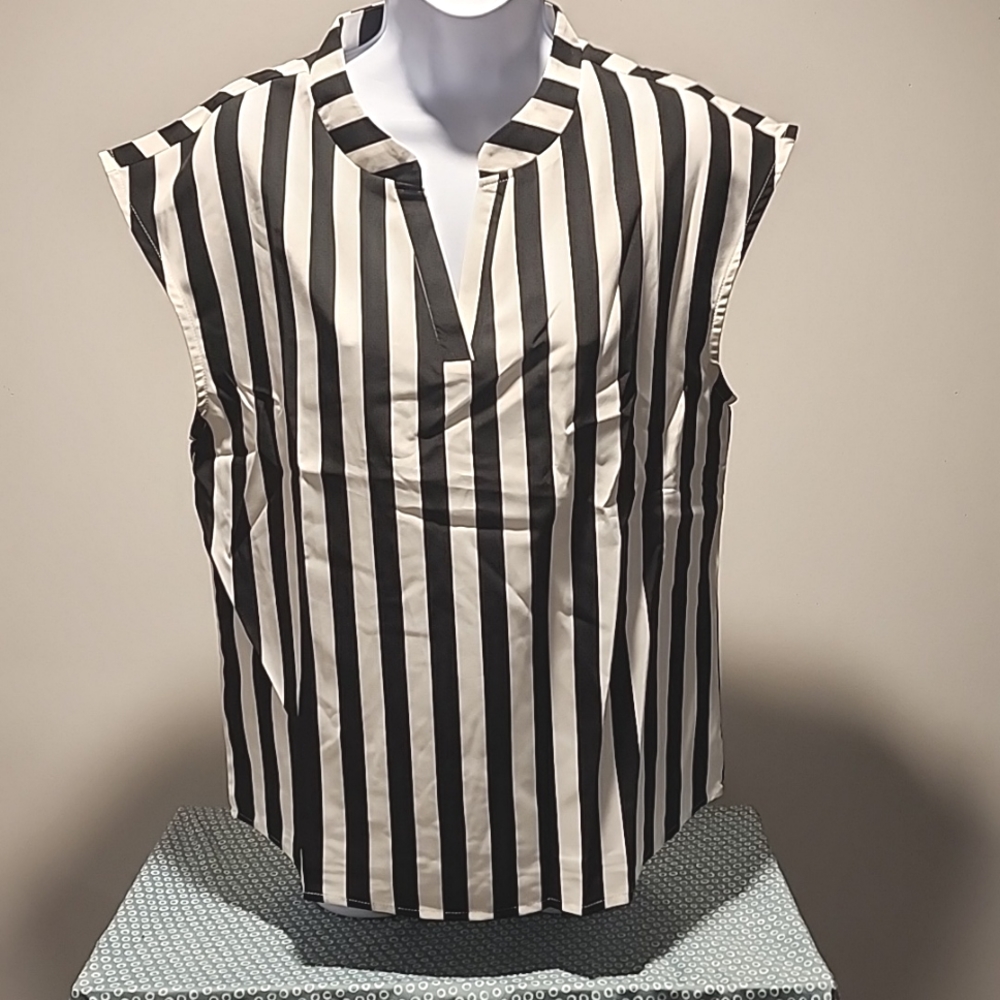 White and Black Stripes Blouse